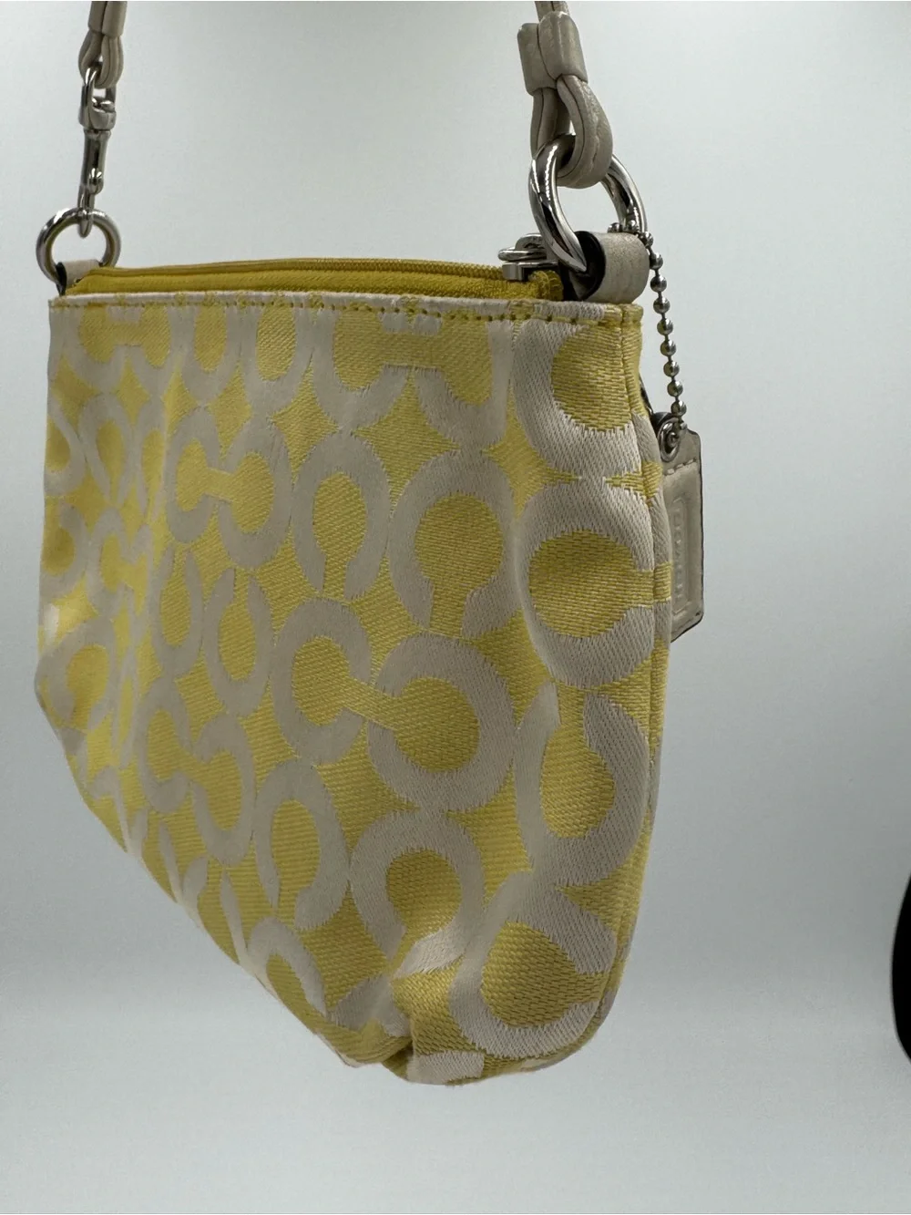 Coach XL Op Art Yellow and Chalk White / Cream Mini Shoulder Bag or Wristlet - Picture 5 of 9